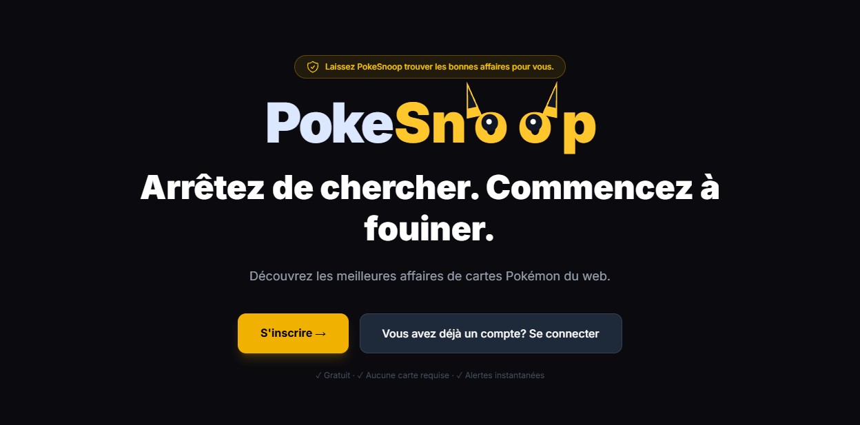 Page d'accueil de PokeSnoop